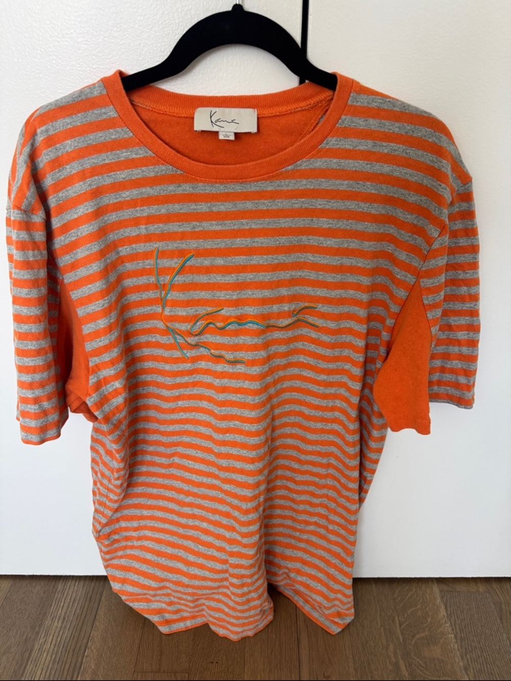 Men's Orange & Gray Striped Short-Sleeve Tee